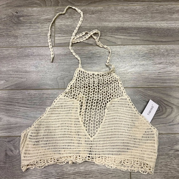 Fashion Nova - Crochet All Day Halter Top - Cream - Picture 5 of 5